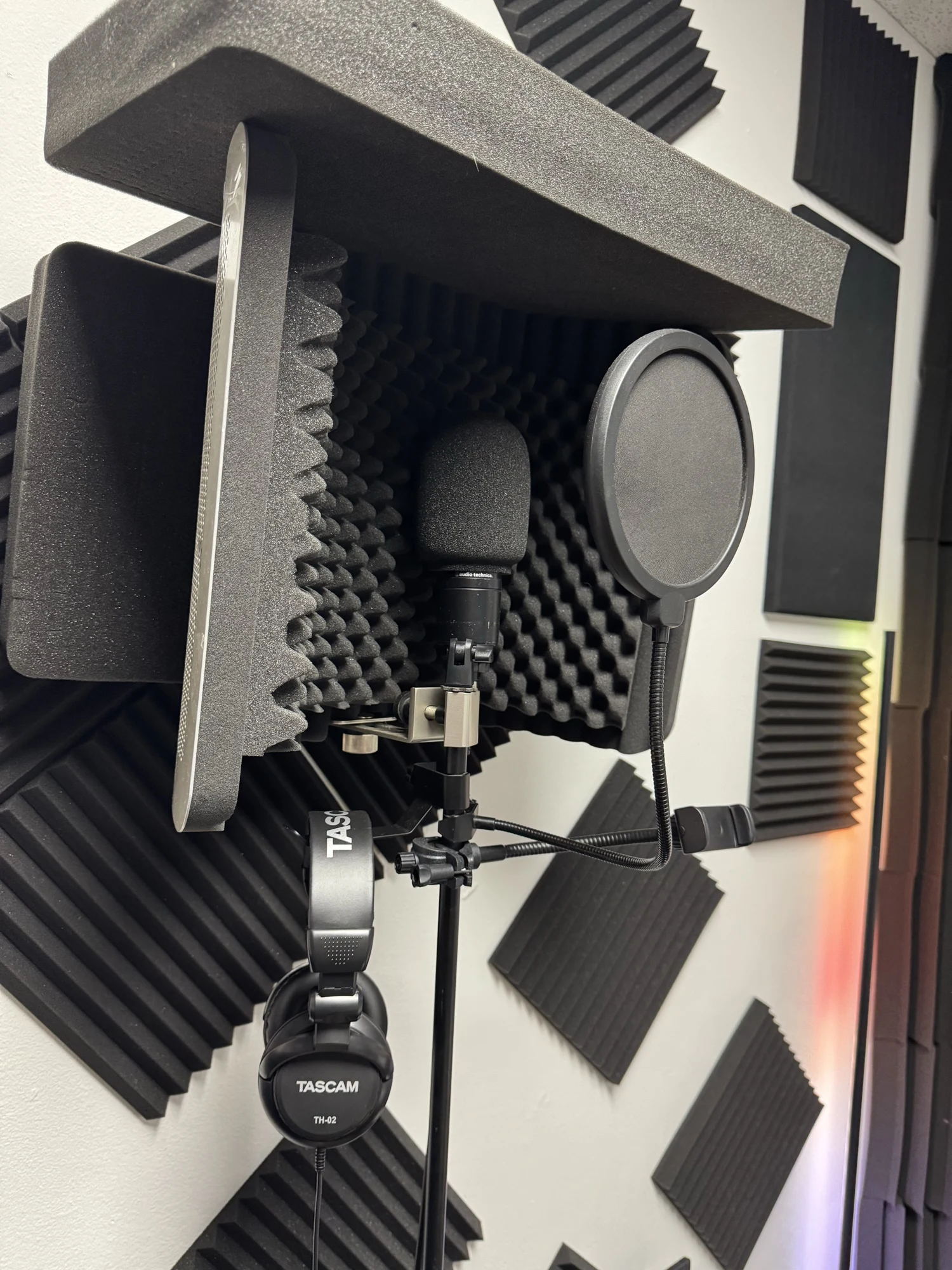 Microphone and seating inside Pulse Works Media
